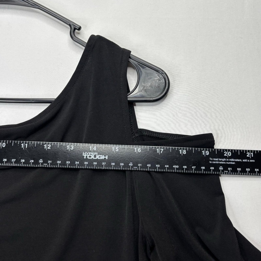 Chicos Size 1 Black Cold Shoulder Dress Womens Stretch Short Sleeve Maxi - Picture 10 of 12